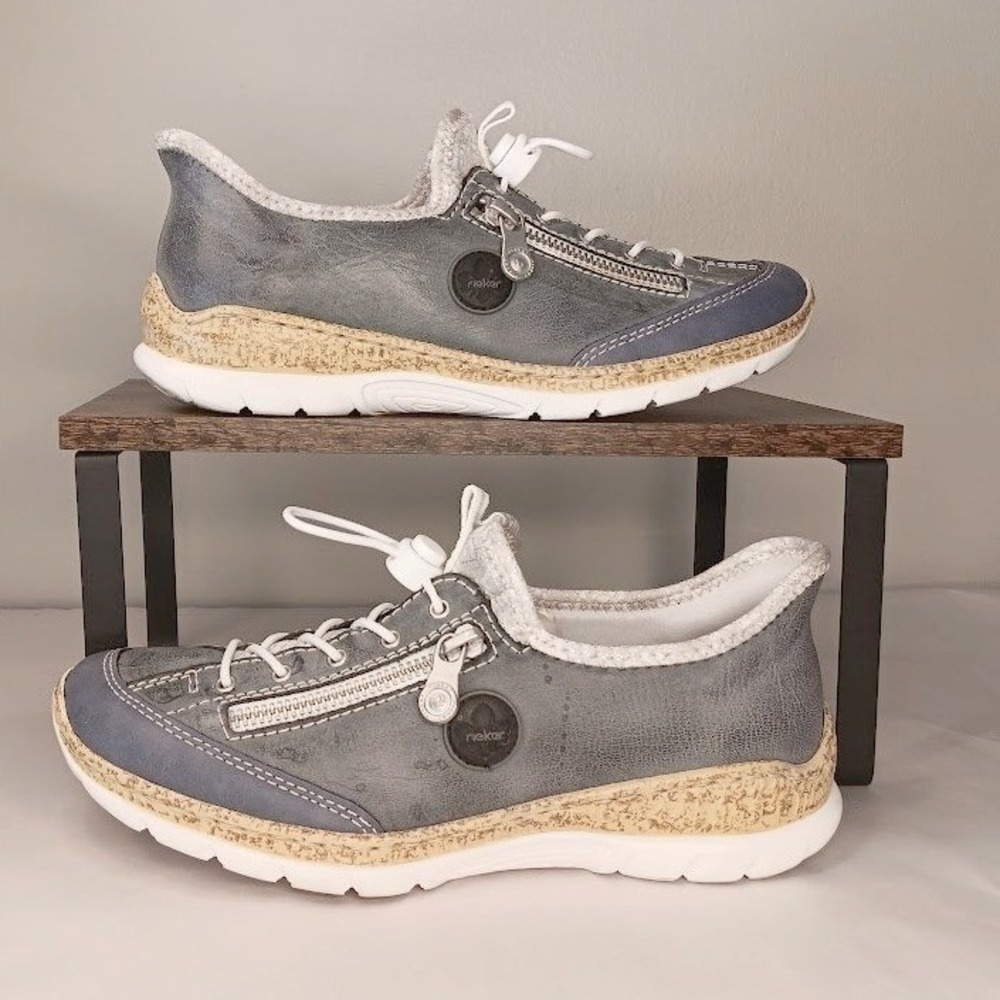 Rieker Antistress Slip On Sneakers Women US 7.5 /38 Grey Excellent Bungee Casual